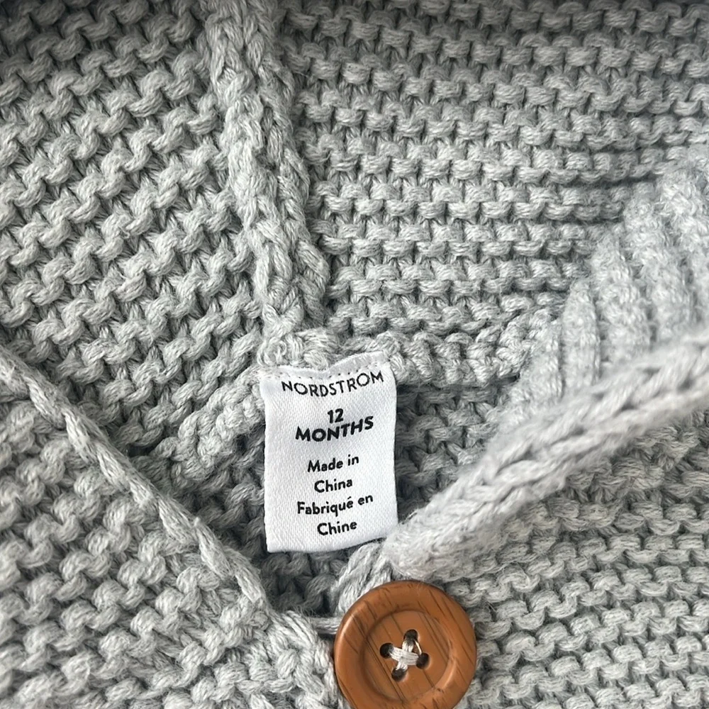 12mo Gray Knit Sweater 100% Cotton Boy or Girl Unisex Nordstrom